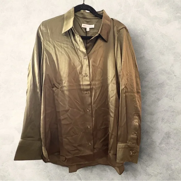 Silk Olive Green Blouse - Banana Republic NWT - Picture 1 of 4